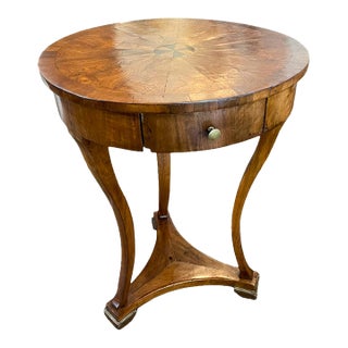Early 19th Century Biedermeier Walnut Side Table With Drawer For Sale