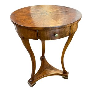 Early 19th Century Biedermeier Walnut Side Table With Drawer