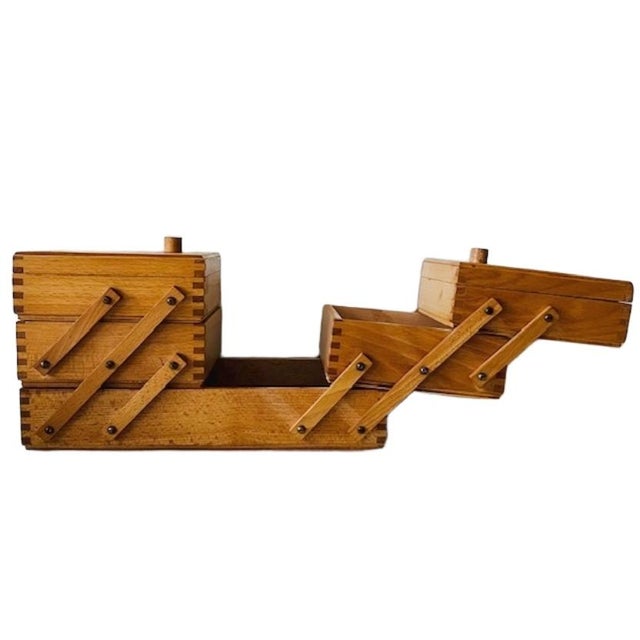 Mid-Century Modern Danish Folding Wooden Sewing Box, 1960s For Sale - Image 6 of 11