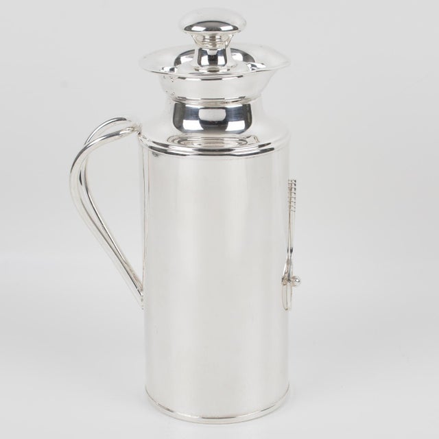 Silver Plate Thermos Insulated Decanter by Studio Italia, 1980, Tennis Motif For Sale - Image 4 of 9