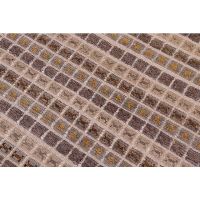 Rustic Nomadic Gray/Blue High Low Wool&Silk Rug - 7'10'' X 10'1'' For Sale - Image 3 of 9