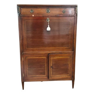 Late 19th Century French Louis XVI Style Secretary Desk With Cabinet Storage For Sale