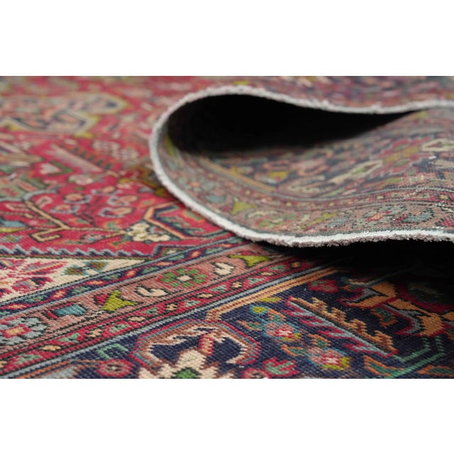 Textile 1970s Vintage Persian Handmade Wool 9x12 Red Area Rug For Sale - Image 7 of 11