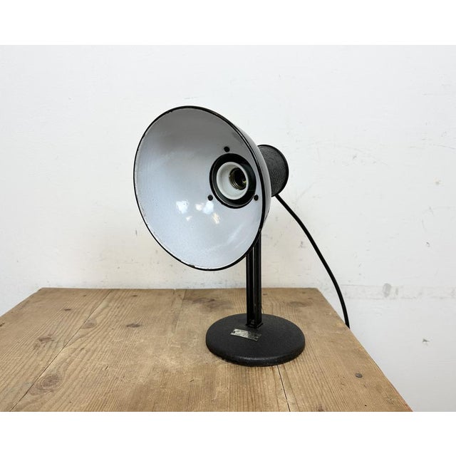 Black Vintage Black Enamel Table Lamp, 1950s For Sale - Image 8 of 18