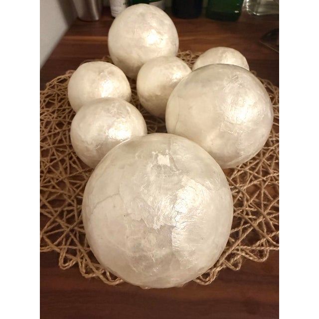 Contemporary Vintage Two’s Company Capiz Shell Decorative Spheres — Set of 7 For Sale - Image 3 of 6