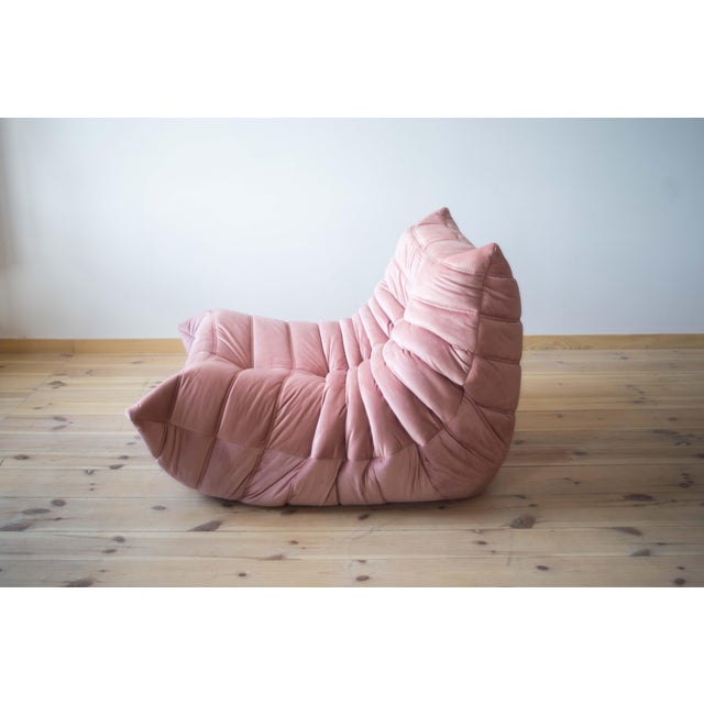 Pink Pearl Velvet Togo Lounge Chair by Michel Ducaroy for Ligne Roset, 1970 For Sale - Image 6 of 7