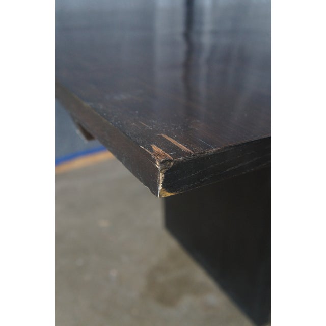 Wood Restoration Hardware Wyeth Floating Rectangular Black Oak Modern Dining Table Rh For Sale - Image 7 of 17