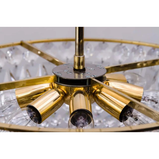 Gold Austrian Brass & Crystal Chandelier, 1960s For Sale - Image 8 of 13