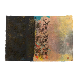 Hyun Shin (Korean, 20th/21st Century) Ink and Goldleaf on Paper
