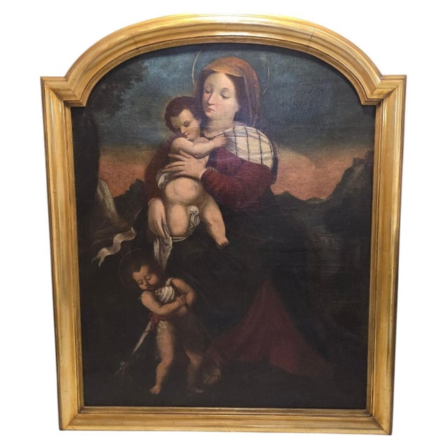 Italian School Artist, Madonna and Child with the Infant Saint John, 1690s, Oil Painting on Canvas, Framed For Sale - Image 15 of 15