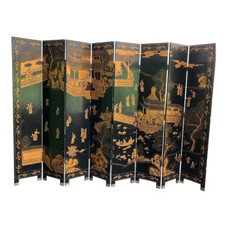 Chinese Export 8 Panel Lacquer Draught Screen For Sale