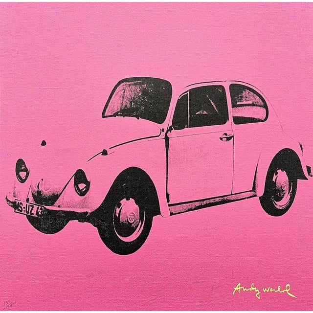 Andy Warhol (after) "Volkswagen dark pink" print, size 60 x 60 cm, plate signed bottom right, numbered with pencil on...