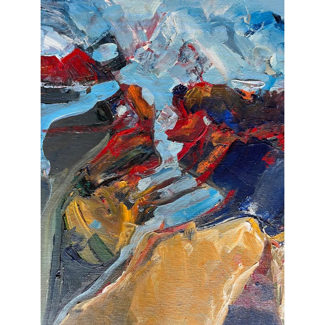 Mid-Century Modern Modern Abrtract Oil and Gesso Painting on Canvas by Ann Stevenson For Sale - Image 3 of 9