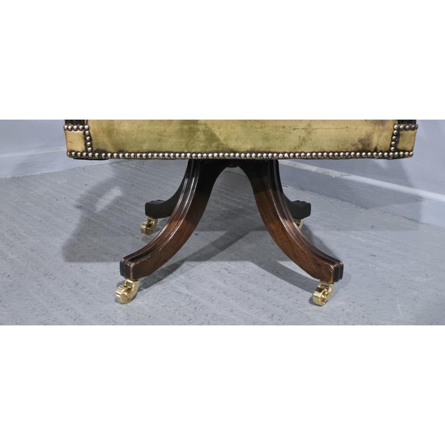 Leather and Mahogany Office Desk Chair, 1920s For Sale - Image 3 of 12