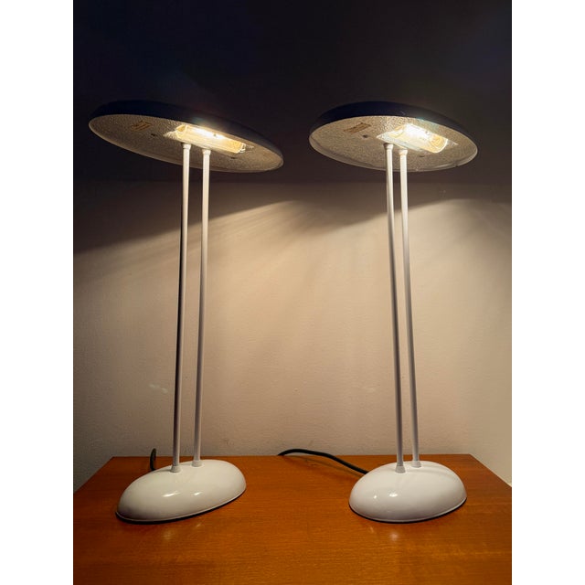 White Vintage White Oval Table Lamps from Brilliant Leuchten, 1970s, Set of 2 For Sale - Image 8 of 15