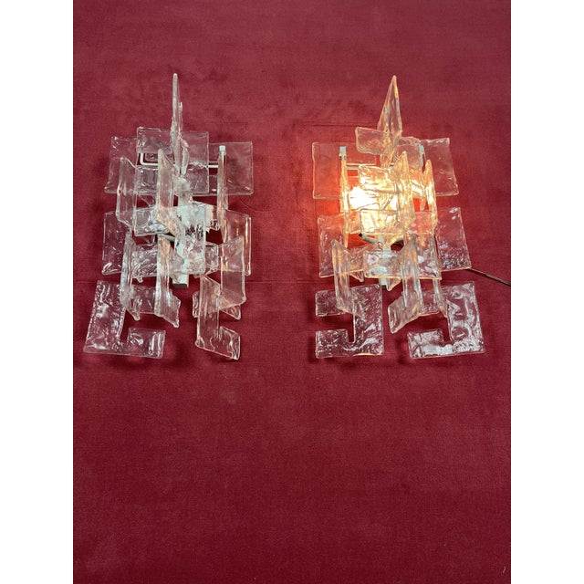 AVMazzega Murano Glass Wall Lamps, 1960s, Set of 2 For Sale - Image 4 of 12