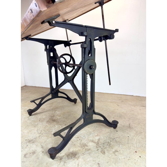 Antique Industrial Cast Iron Drafting / Drawing / Architects Table by Keuffel and Esser Co., New York For Sale In New York - Image 6 of 12