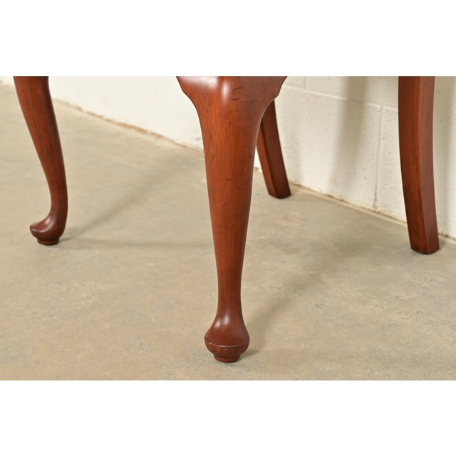 Henkel Harris Queen Anne Solid Cherry Wood Armchairs, Pair For Sale - Image 9 of 14