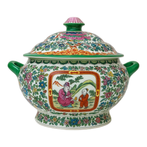 Vintage Chinese Rose Medallion Porcelain Tureen With Presentation Box — Gift to u.s. Army General