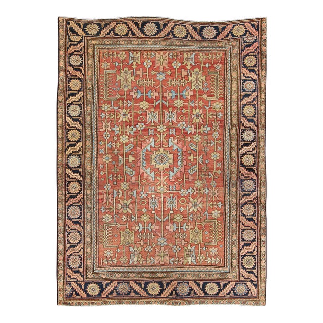 Antique Persian Serapi Rug With All-Over Geometric Design For Sale