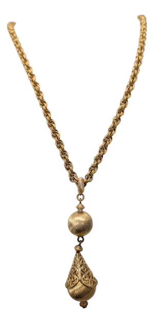 Vintage Signed Monet Book Piece Goldtone Pendant Necklace, 1961