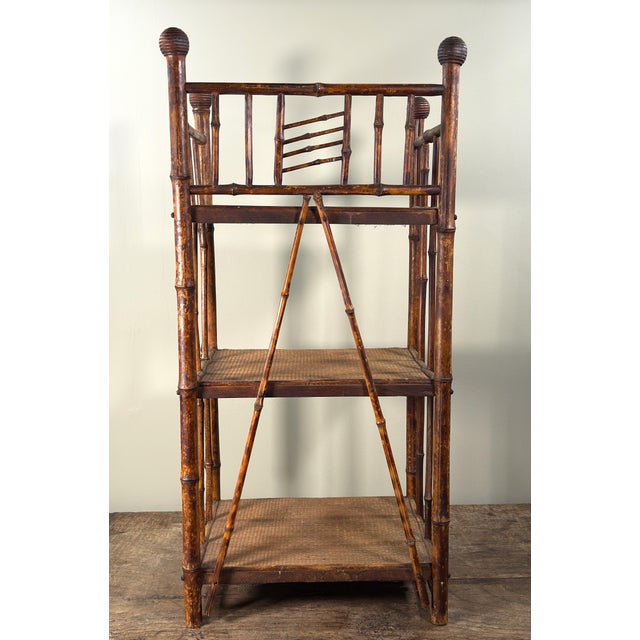 Diminutive Antique Bamboo Etagere Small 3 Shelf Bookshelf For Sale - Image 11 of 11