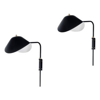 Mid-Century Modern Black Anthony Wall Lamps by Serge Mouille, Set of 2 For Sale