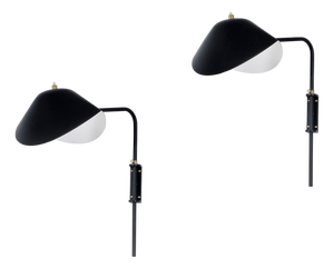 Mid-Century Modern Black Anthony Wall Lamps by Serge Mouille, Set of 2