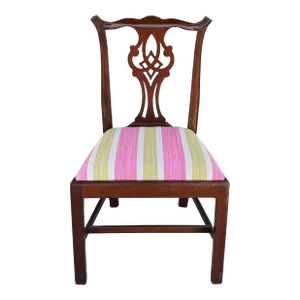 Burton-Ching Chippendale Dining Chair W Scalamandre Stripe