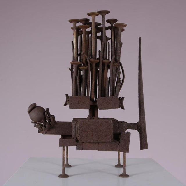 Created in the 1970s by Dutch artist Frans de Boer Lichtveld, this exceptional Brutalist metal artwork is a striking...