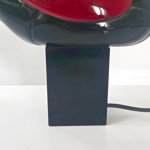 Vintage Italian Duck Table Lamp in Black and Burgundy Lacquered Wood, 1970s For Sale - Image 6 of 16