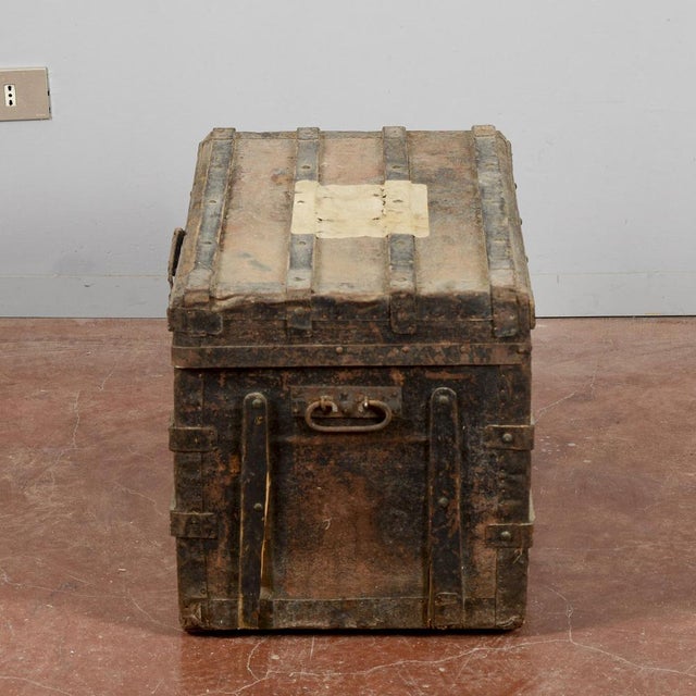Vintage Wooden and Fabric Trunk For Sale - Image 6 of 9