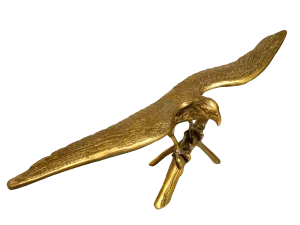 Large Brass Flying Eagle Bird on Branch 18" Wingspan Figurine Statue
