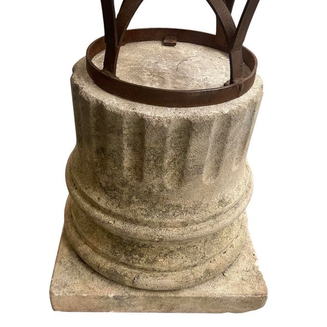 Vintage Wrought Iron Armillary Sphere on Cast Stone Pedestal For Sale - Image 10 of 12