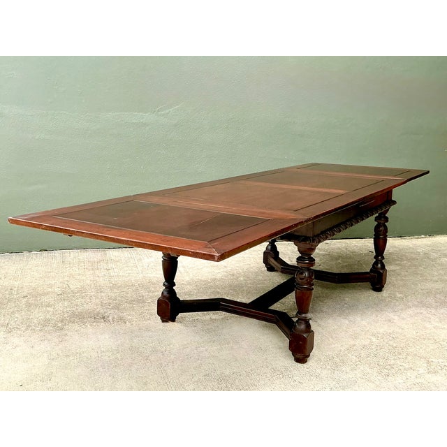 Late 19th Century Vintage Carved Wood Extension Dining Table For Sale - Image 5 of 12