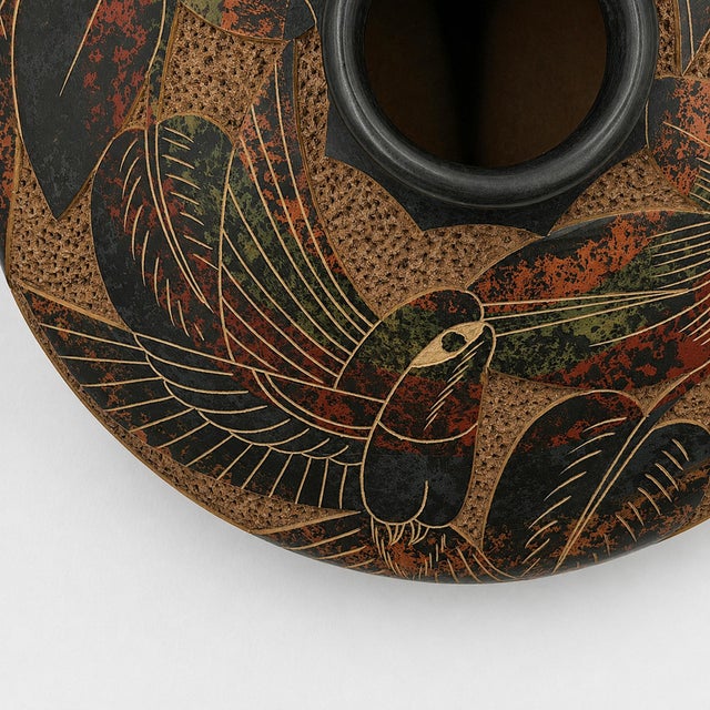 Nicaraguan Carved Hummingbird Studio Art Pottery Vessel by Jose Guerrero For Sale - Image 11 of 16