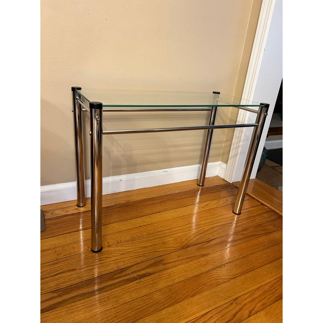 1970s Vintage Chrome and Glass Side Table For Sale - Image 5 of 7