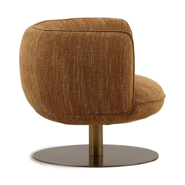 Midcentury modern style upholstered swivel accent chair. Fabric is a beautiful textured boucle with warm autumnal tones....
