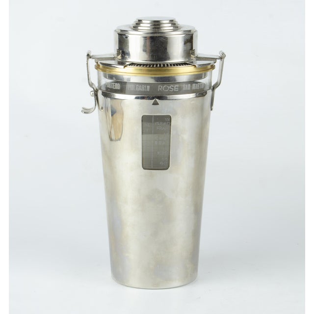 Art Deco 1930s Art Déco Silverplated Brass Cocktail Shaker "The Barman" by Ghiso - a Pair For Sale - Image 3 of 10