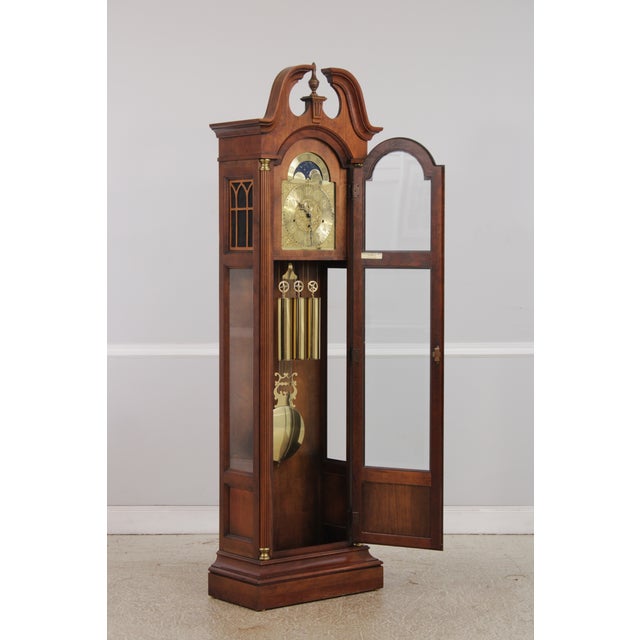 Howard Miller Howard Miller Cherry Grandfather Hall Clock For Sale - Image 4 of 17