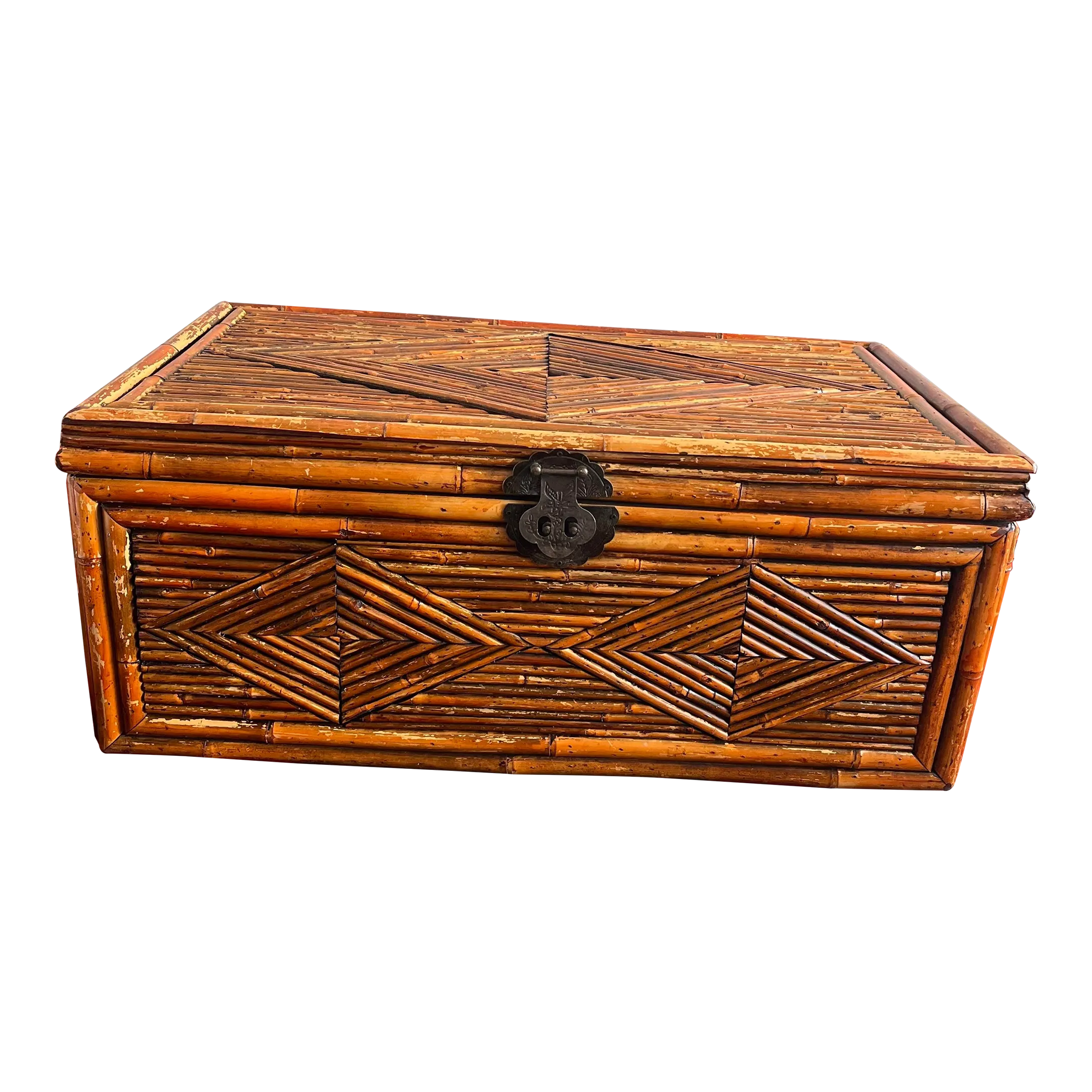 1960s Vintage Split Bamboo Trunk Chest | Chairish