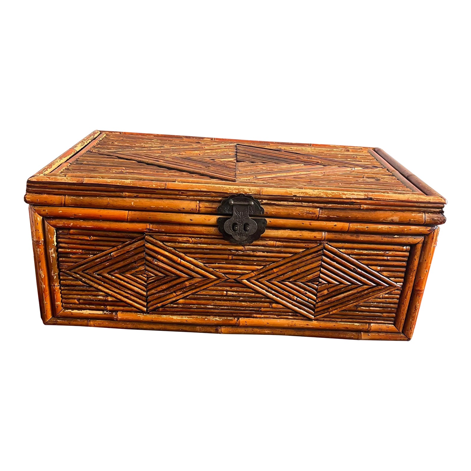 1960s Vintage Split Bamboo Trunk Chest | Chairish