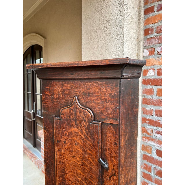 Antique English Oak Wall Corner Cabinet Georgian Hanging Cupboard Gothic C1790 For Sale - Image 14 of 18