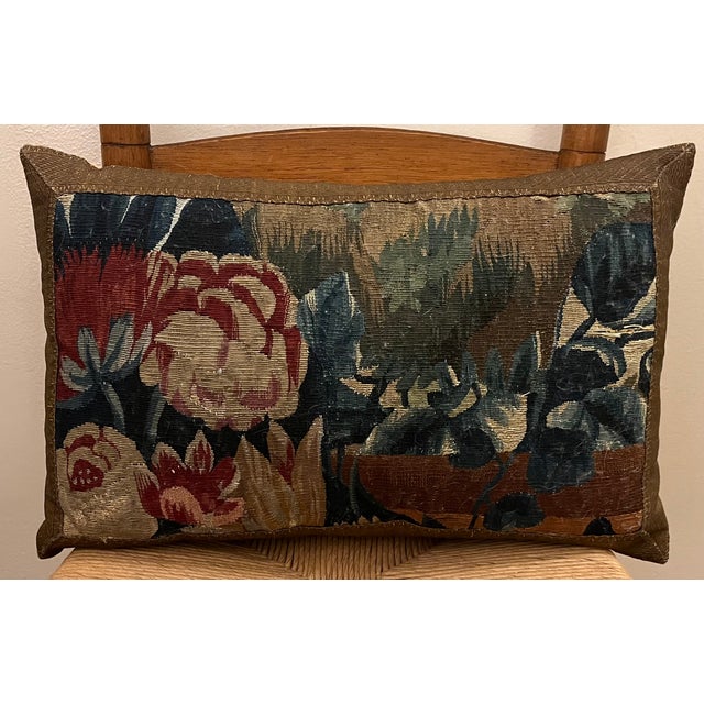Antique 18th Century French Aubusson Verdure Tapestry Pillow For Sale - Image 10 of 10