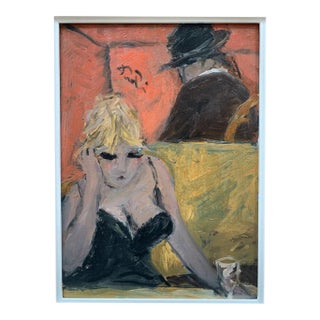 Bruno Paoli "Provocation" Original Italian Modern Figurative Portrait, 20th Century Florence Italy Fine Art Painting, Oil on Canvas, 25.5x21.25" For Sale