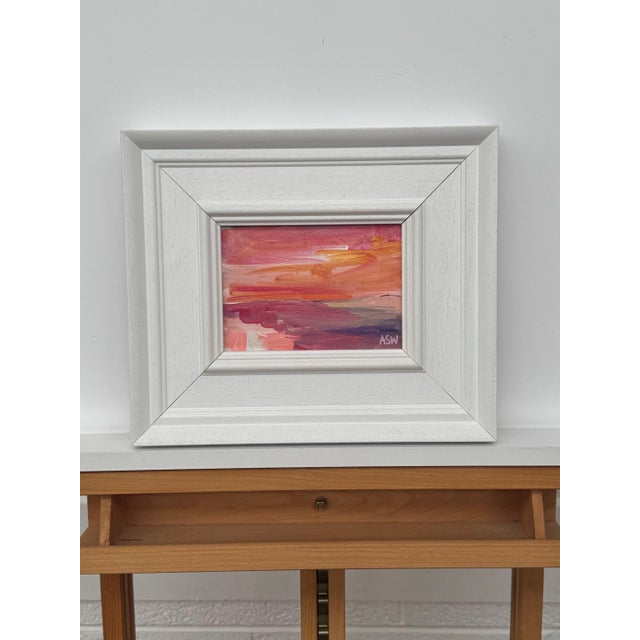 Sunset Study - Pink & Orange Miniature Abstract Landscape Art by British Artist 2025 For Sale - Image 10 of 18