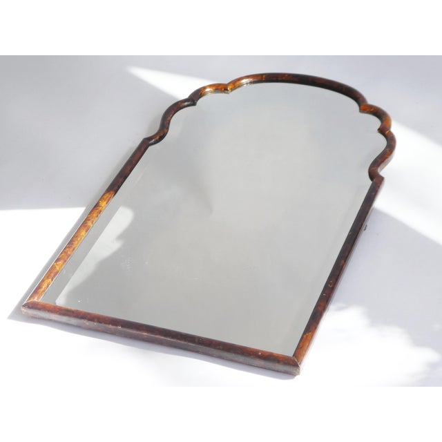 Large Dutch Wooden Scalloped Lacquered Mirror For Sale - Image 3 of 13