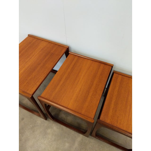 Brown Set of Vintage Mid Century Modern Teak Nesting Tables Attributed to G Plan For Sale - Image 8 of 8