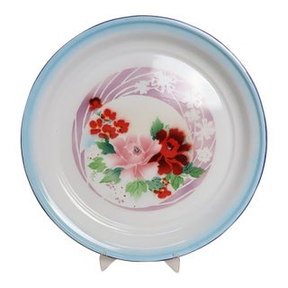 Large Vintage Bumper Harvest Floral / Rose Motif EnamelwareTray For Sale