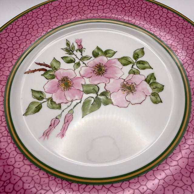 1980s Impressions De Paris Limoges Antioch Red Plate Patrick Frey Floral France For Sale - Image 9 of 10